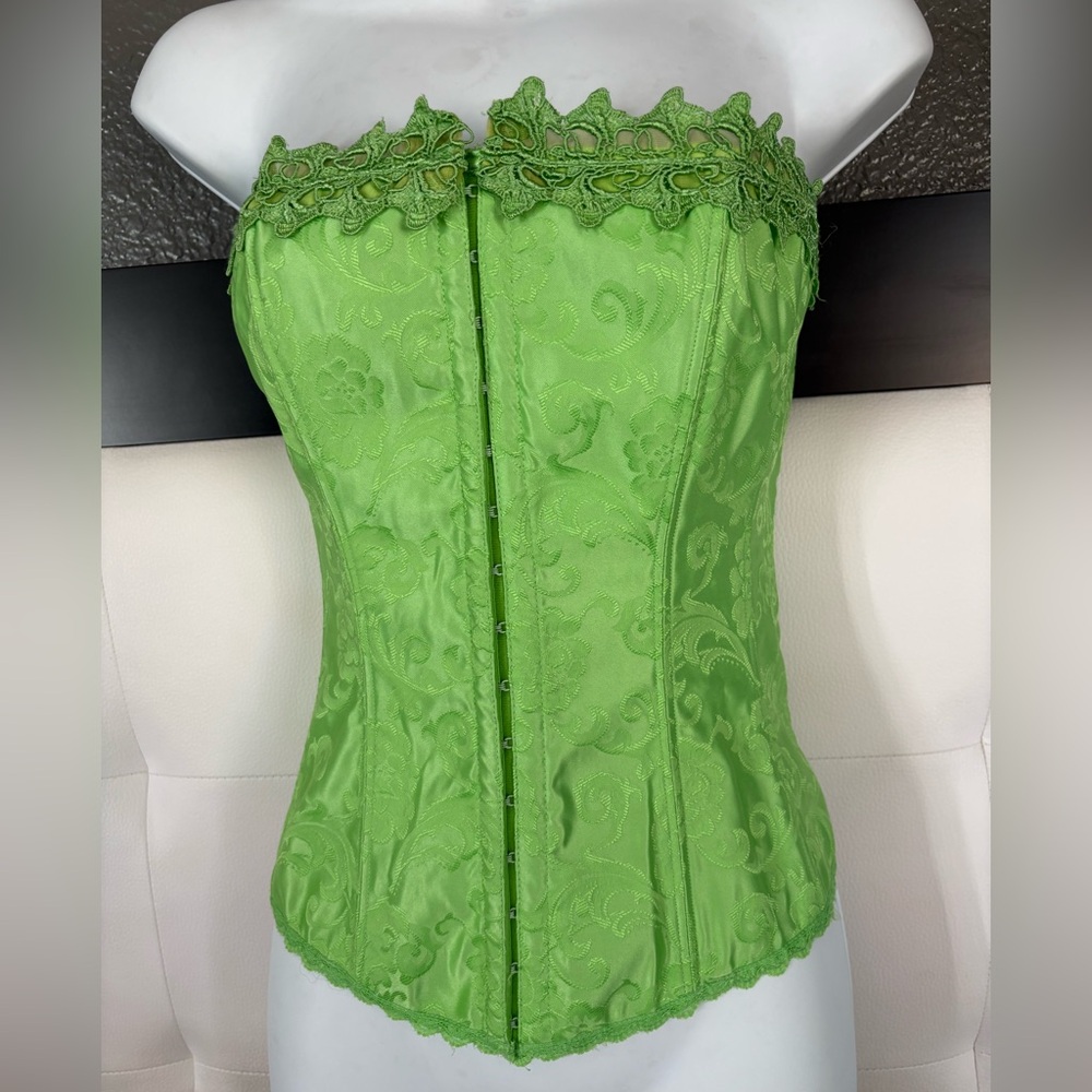 NWT Y2K VTG Fredericks of Hollywood Green corset Sz 36